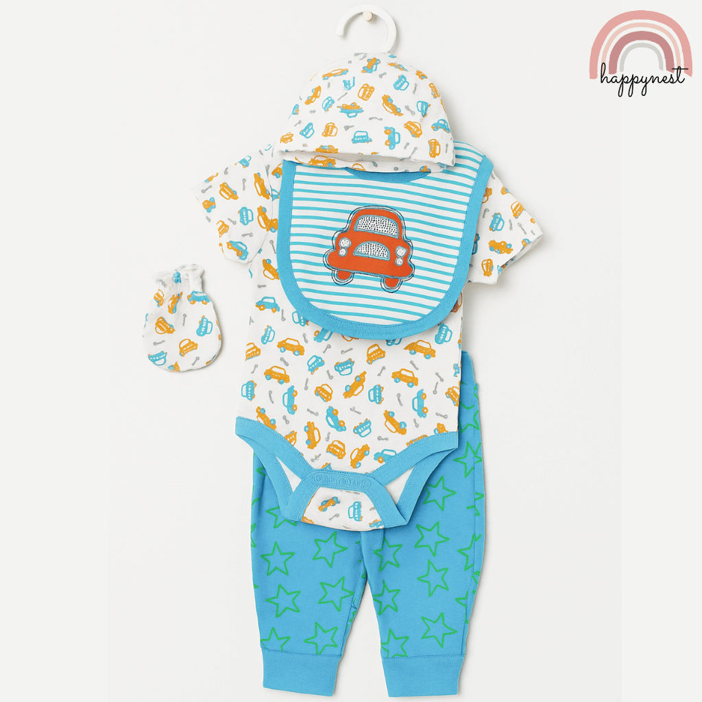 Baby Boy Set with Bib & Pants Blue 0–6 Months AA385