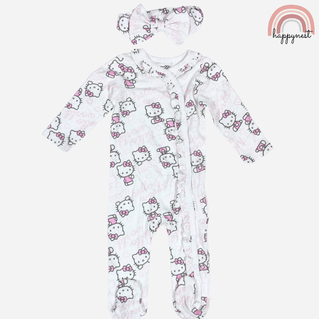 Hello Kitty Baby Footed Romper NB & 9M Soft Cotton Pajama Sleepsuit AA394