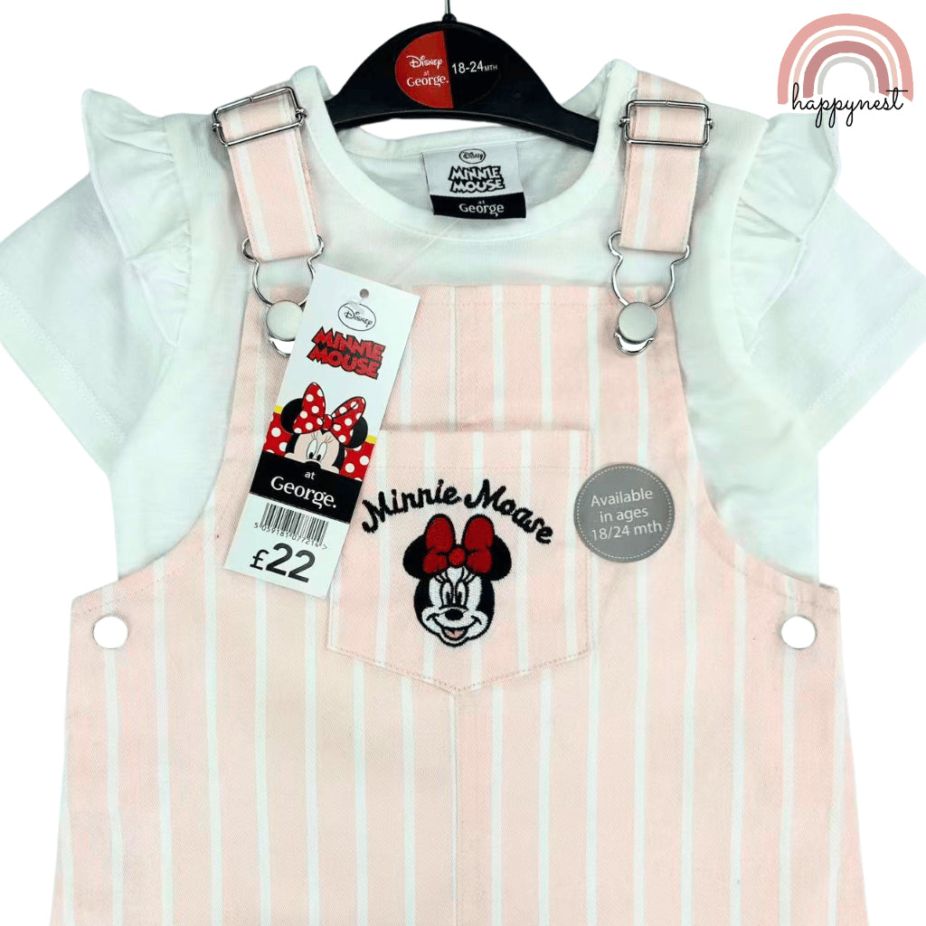 Minnie Mouse Overall Dress Terno Set for Baby Girls (3-36M) | AA414