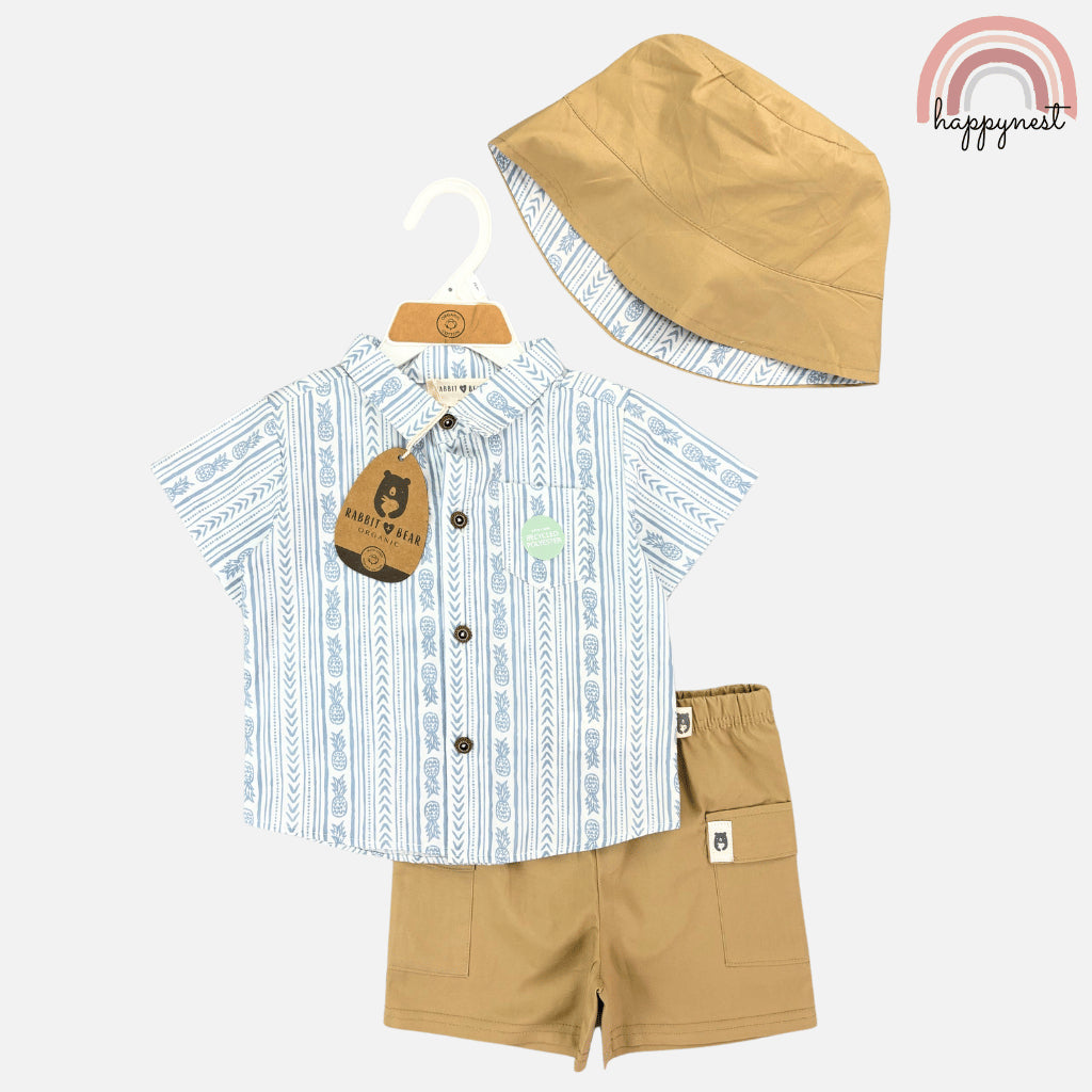 Rabbit Bear 3-PC Terno w/ Cargo Shorts & Hat (1-4Y) | AA437