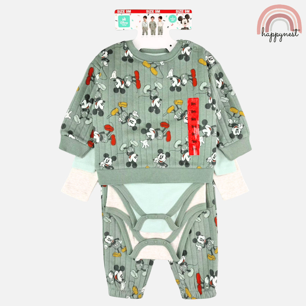 MICKEY MOUSE Disney 4PC Set Baby Toddler Pajama Sleepwear Bodysuit 9M-2Y AA442