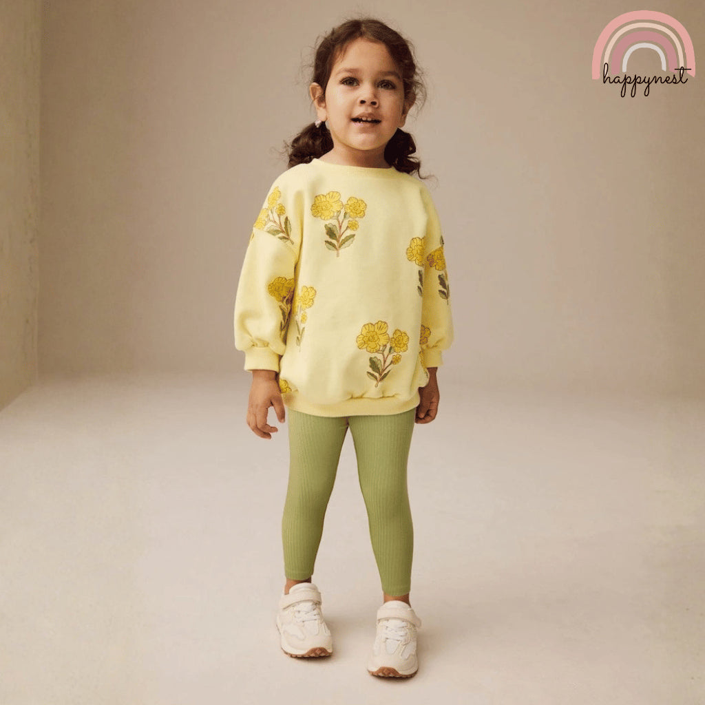 GEORGE Sunflower Baby Toddler Girls 2PC Set Sweatshirt Leggings Pambahay 3M-36M SS594