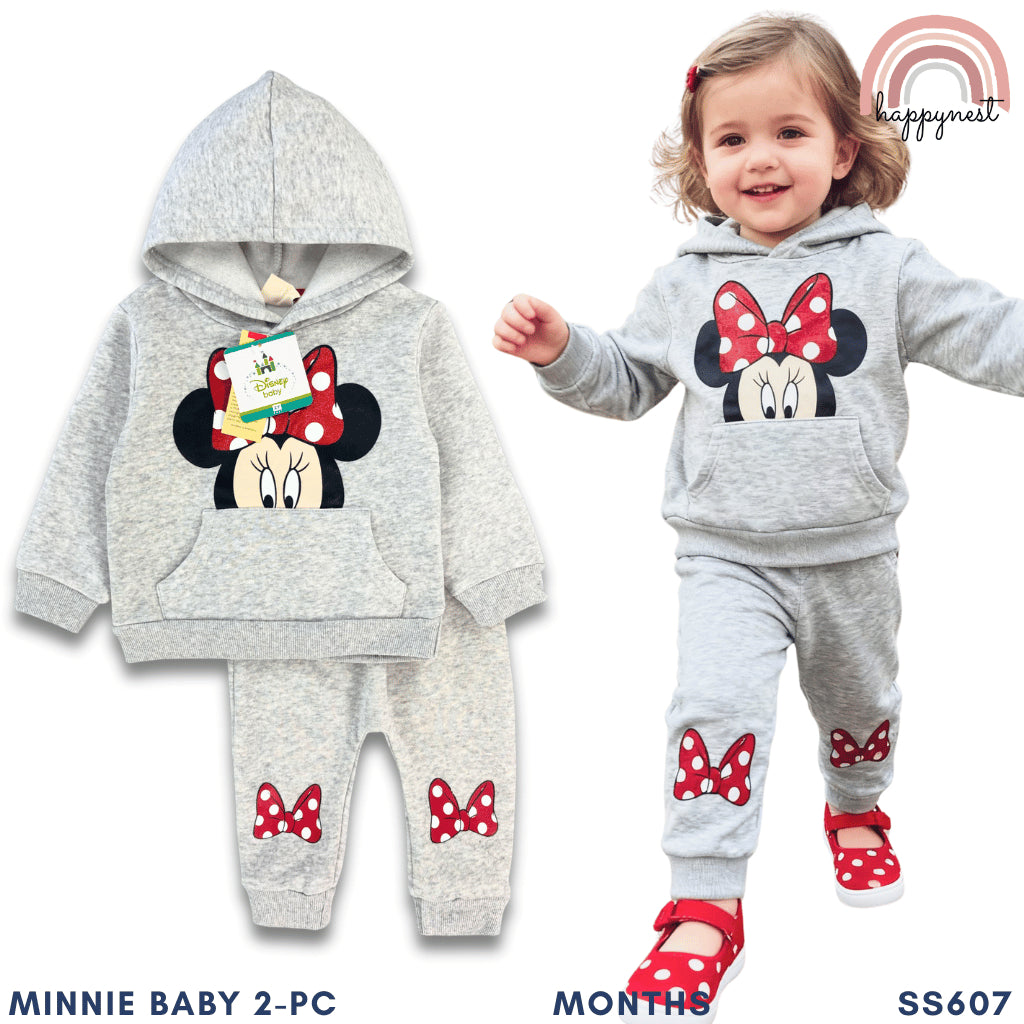 MINNIE Baby Girl 2PC Set Gray Red Hoodie Jogger Pants 9-36 Months SS607