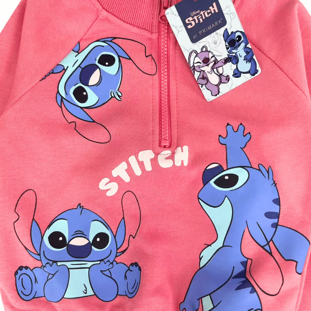 Stitch 2pc Terno Set for Kids Girls Fleece Sweatshirt Trousers Pink 2-8Y SS622