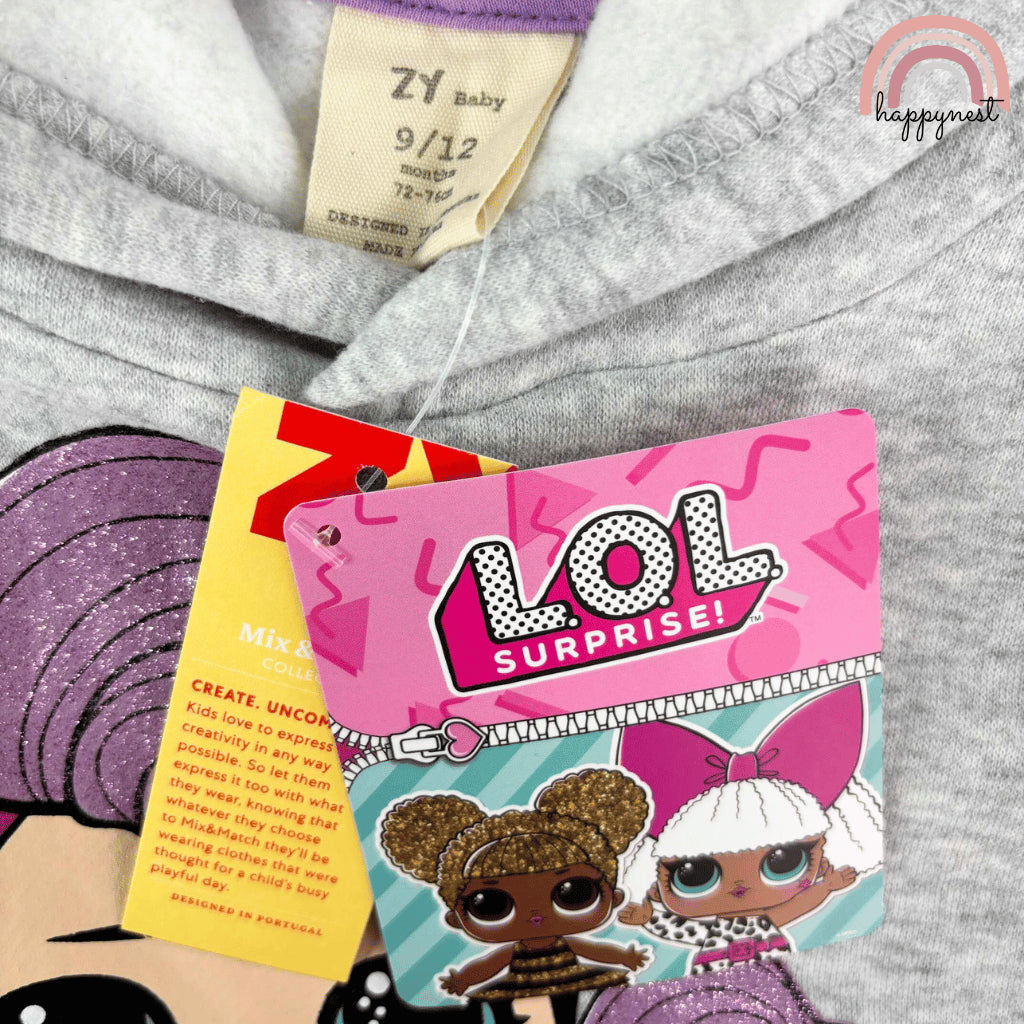 LOL Surprise! Baby Girl 2PC Set Gray Ruffle Hoodie Jogger Pants Fashion 6-36 Months SS614