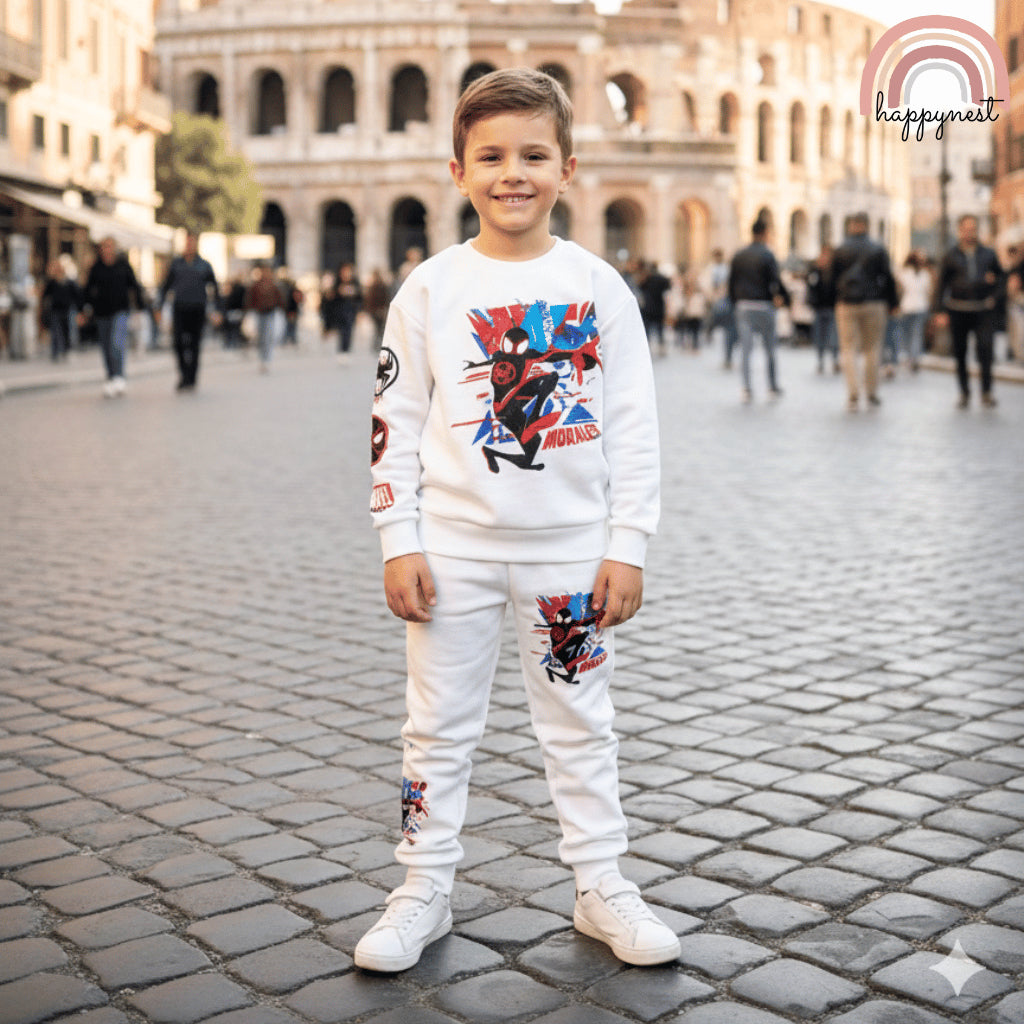 Spider Man White Boy Tracksuit Set 2-8 Years SS666
