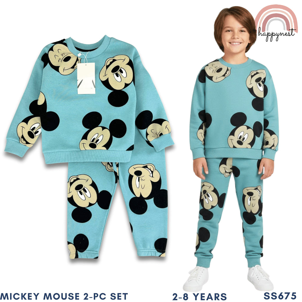 Mickey Mouse Boys 2-Pc Sweatshirt & Jogger Set | Teal Blue | 2-8 Years (SS675)