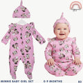 Disney Minnie Mouse Baby Girl 2-Pc Set | Floral Sleepsuit & Matching Hat | 0-9 Months (B3)