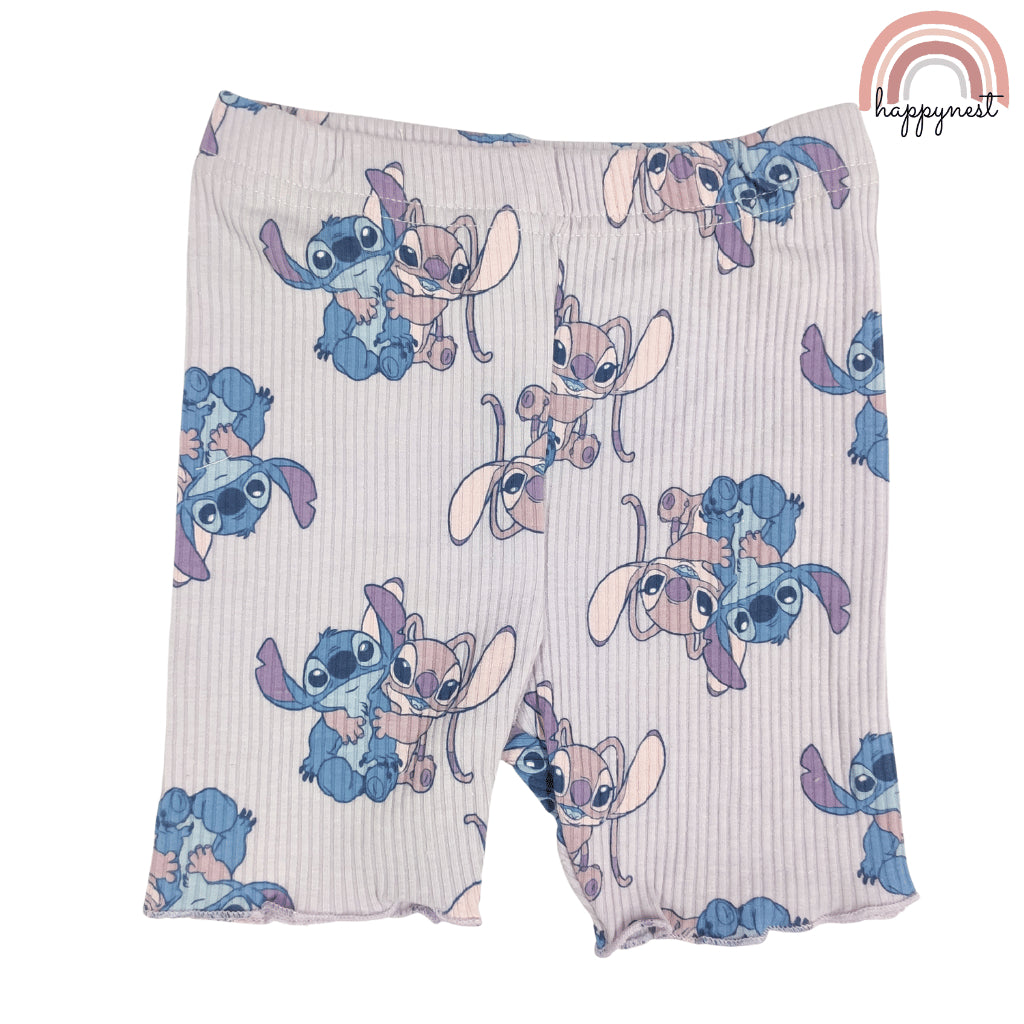 Disney Stitch & Angel Toddler Girls 2-Pc Ruffle Top & Shorts Set | Ribbed Cotton | 12-24 Months (B9)