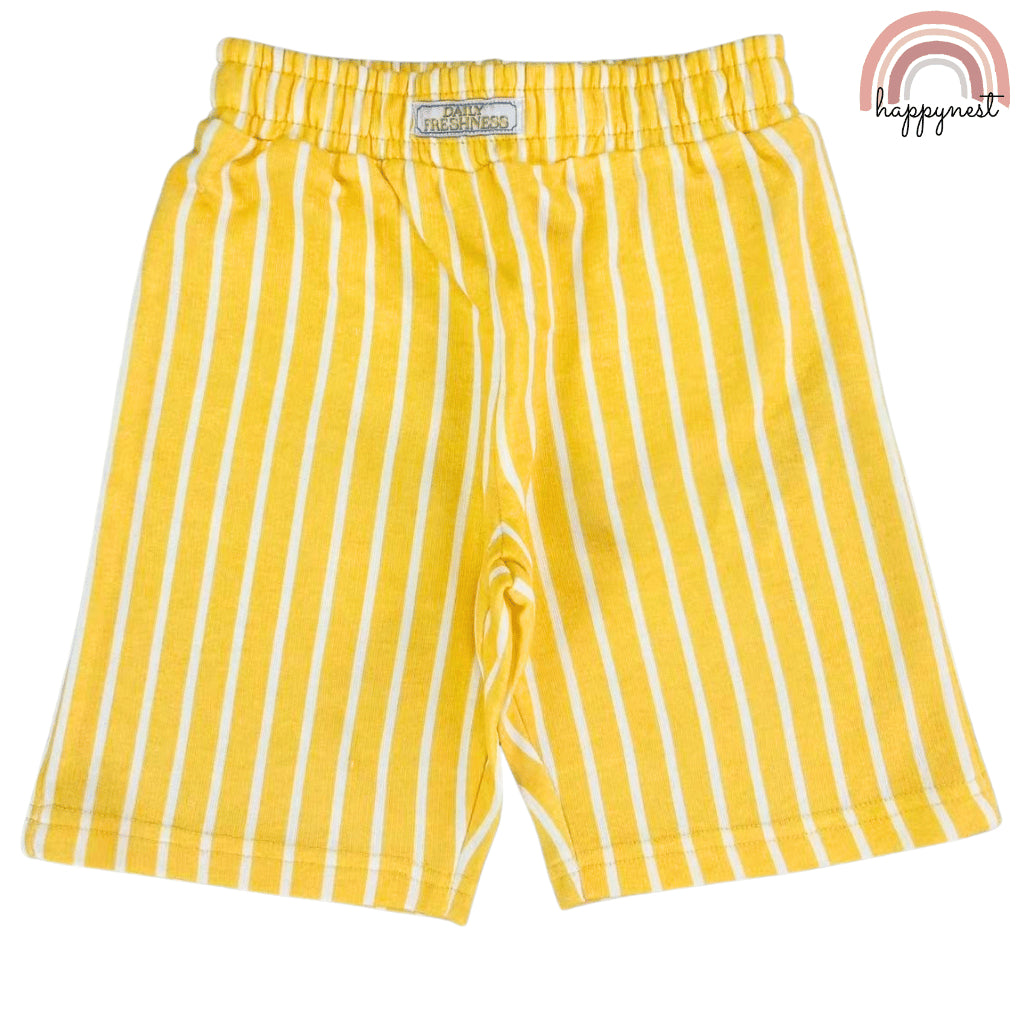 Sicilian Lemons Girls 2-Pc T-Shirt & Striped Shorts Set | Fresh Summer Outfit | 2-10 Years (AA488)