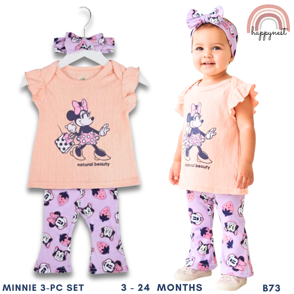 Minnie Mouse 3-Pc "Natural Beauty" Set | Peach & Lavender | 3-24 Months | B73