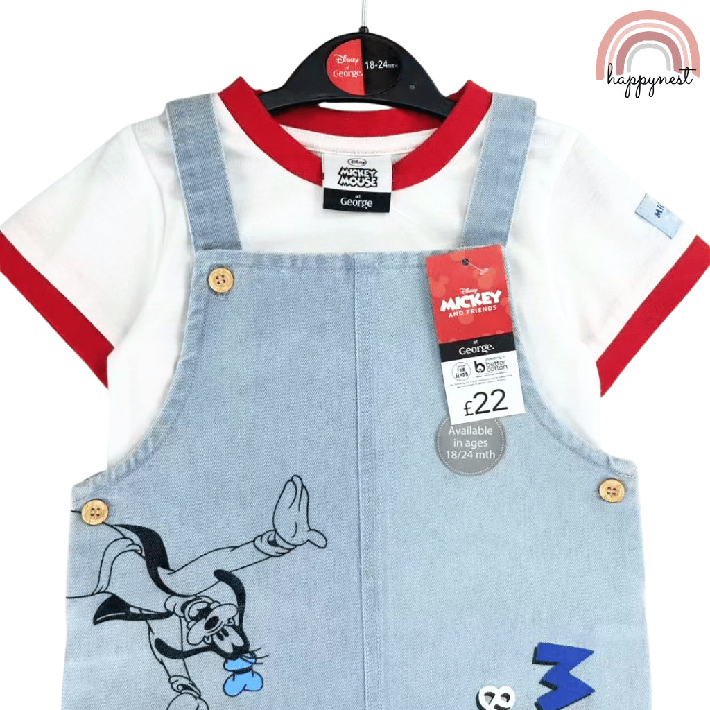 Mickey & Friends 2-Piece Baby Denim Jumper + Shirt Set (3–36 Months) | AA358
