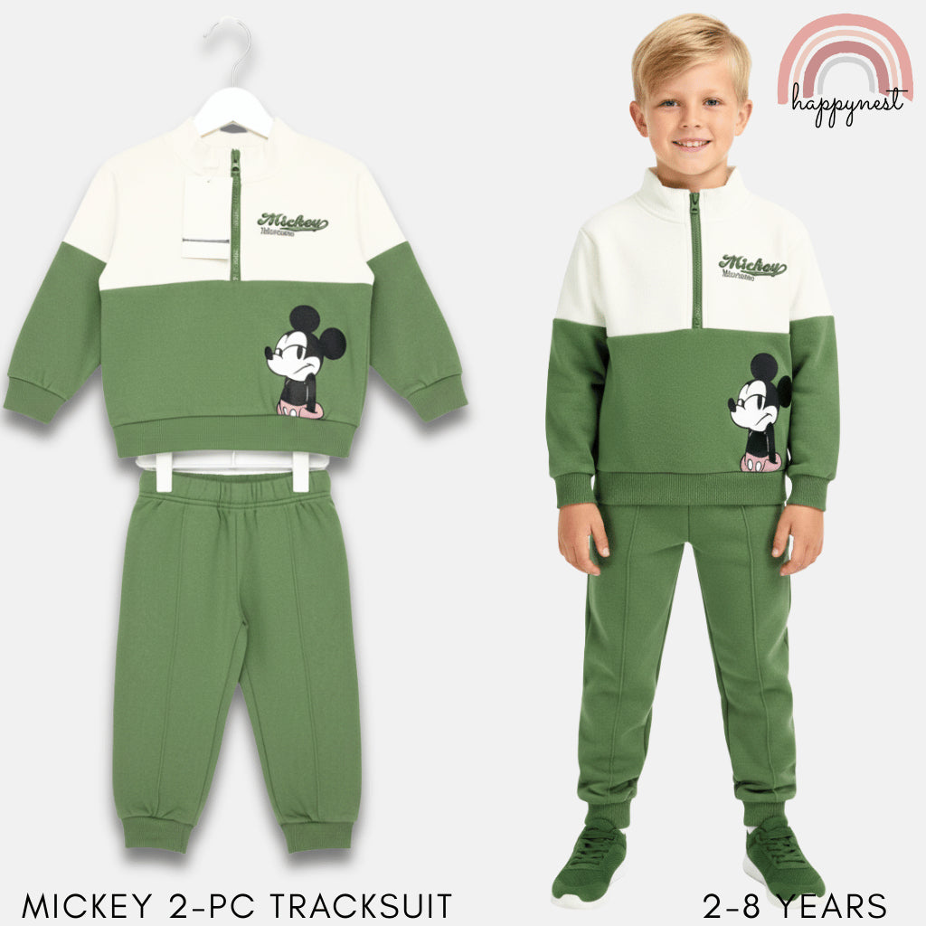 Mickey Green Tracksuit Set (SS260) – For Boys 2-8 Years Old