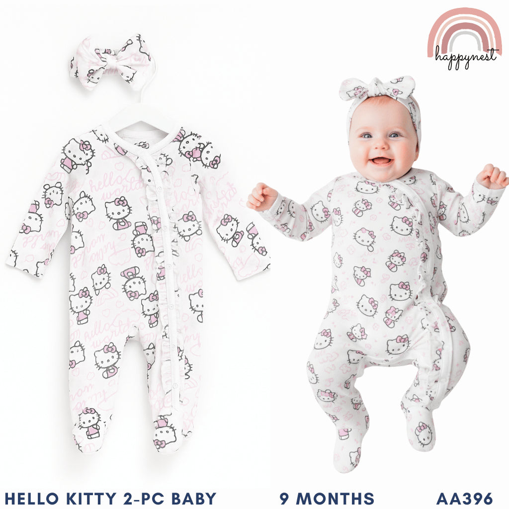 Hello Kitty Baby Footed Romper NB & 9M Soft Cotton Pajama Sleepsuit AA394
