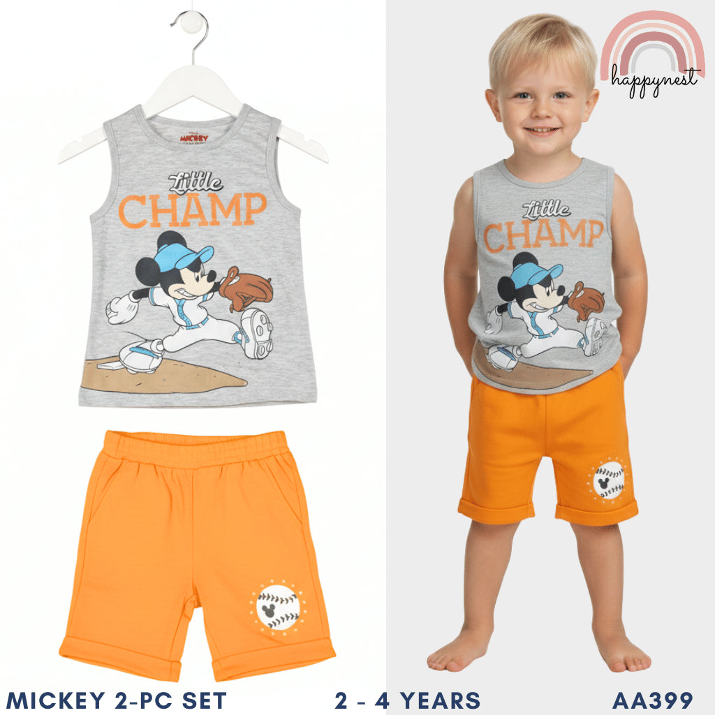 Mickey Mouse Boys Tank Top & Shorts OOTD Sando Set 2-4 Years AA399
