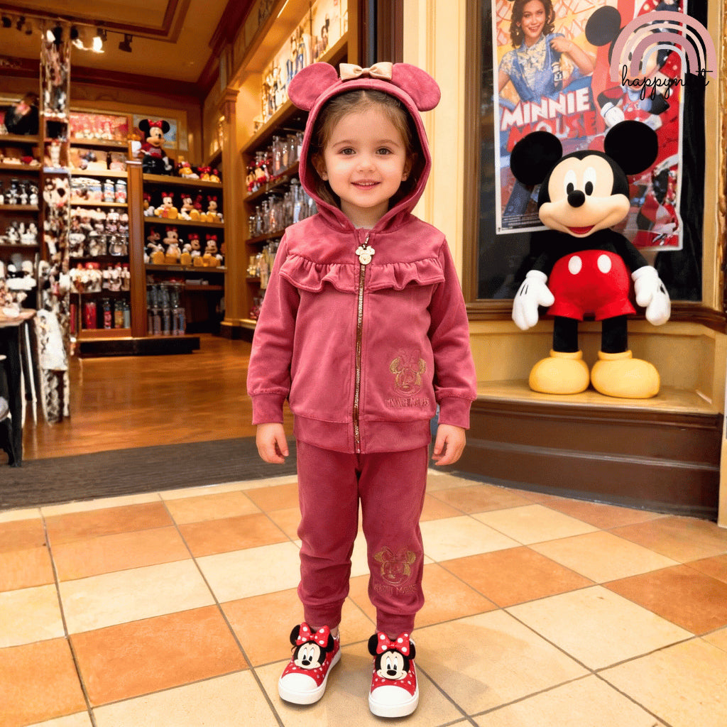 Baby Girl Minnie Dusty Rose Velour Terno (3-36M) | SS589