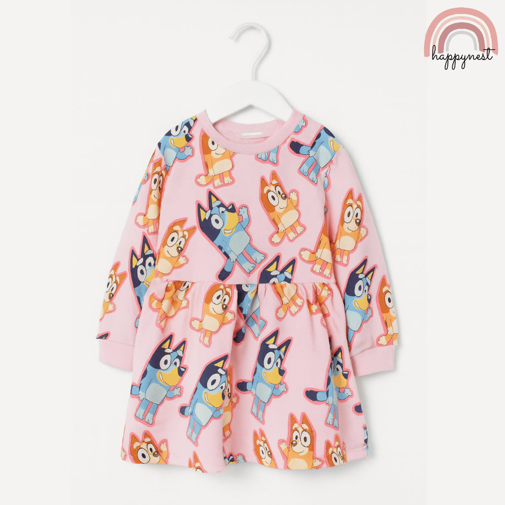 Bluey Dress for Girls Long Sleeve 2-7Y AA430