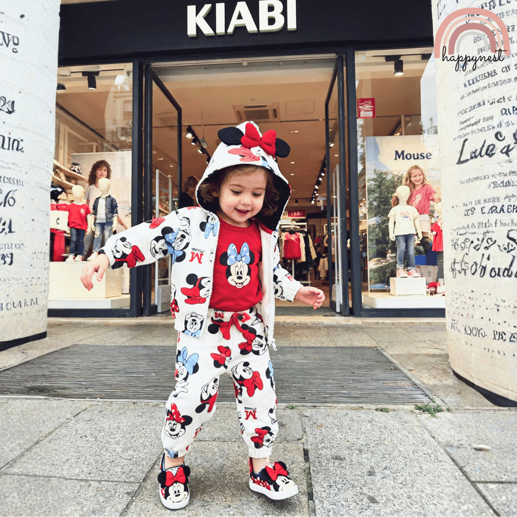 Minnie Baby 3PC Set White Red Jacket Jogger Pants NB-18M Hoodie SS602