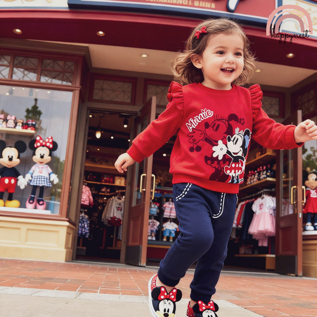 MINNIE Baby Girl OOTD 2PC Set Gray Ruffle Hoodie Jogger Pants Fashion 6-36 Months SS611