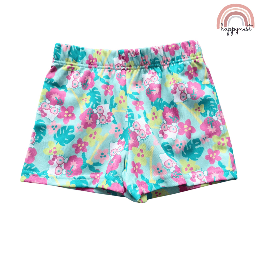 HELLO KITTY Girls Kids 2PC Set Teal Zipper Hoodie Floral Shorts Summer 3-8Y SS616