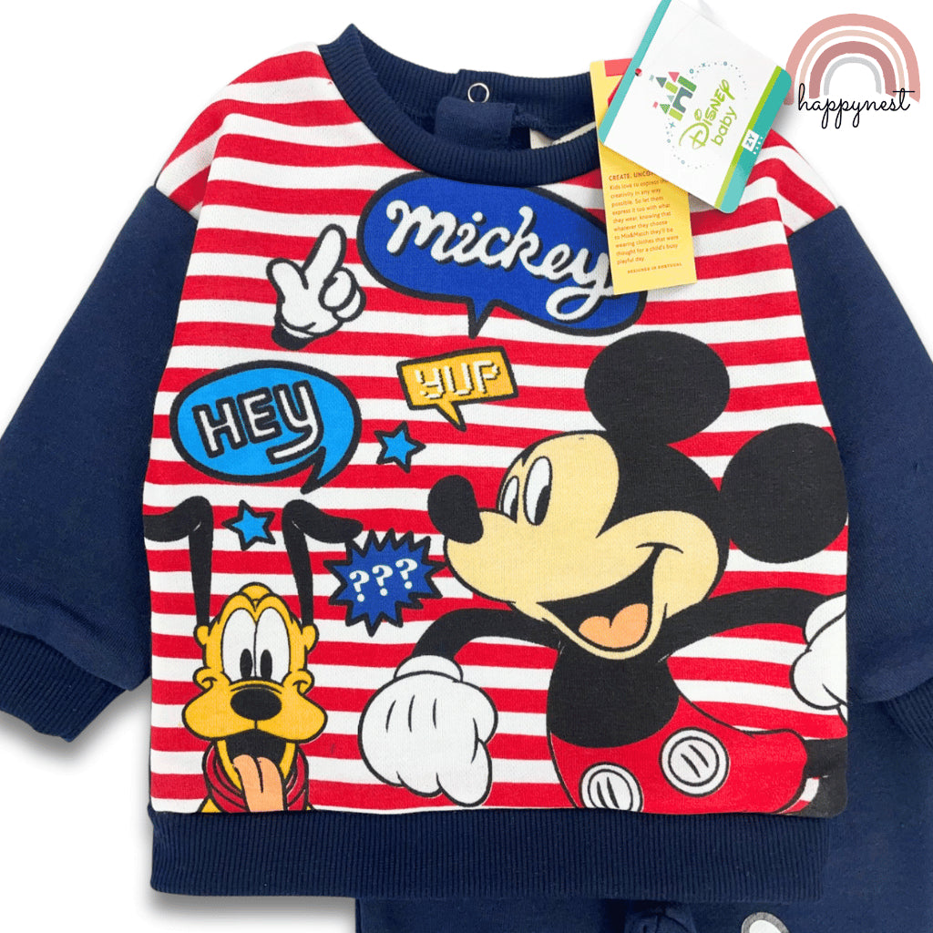 Mickey & Pluto Terno Set Baby Boys Cotton Sweater Joggers Striped Navy 6-36M SS635