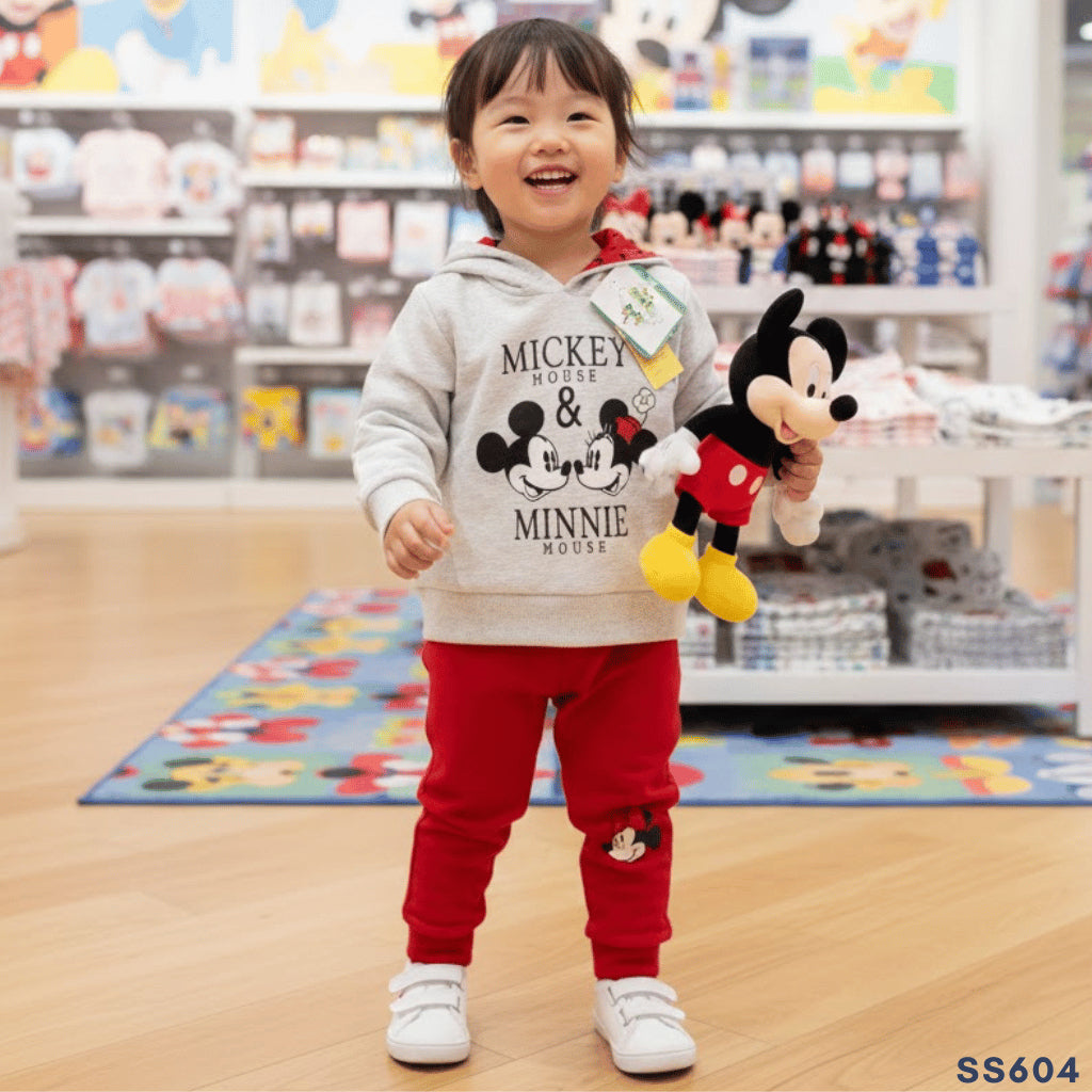 Mickey Minnie Baby 2PC Gray Red Hoodie Jogger Pants Girls 6-36 Months SS604
