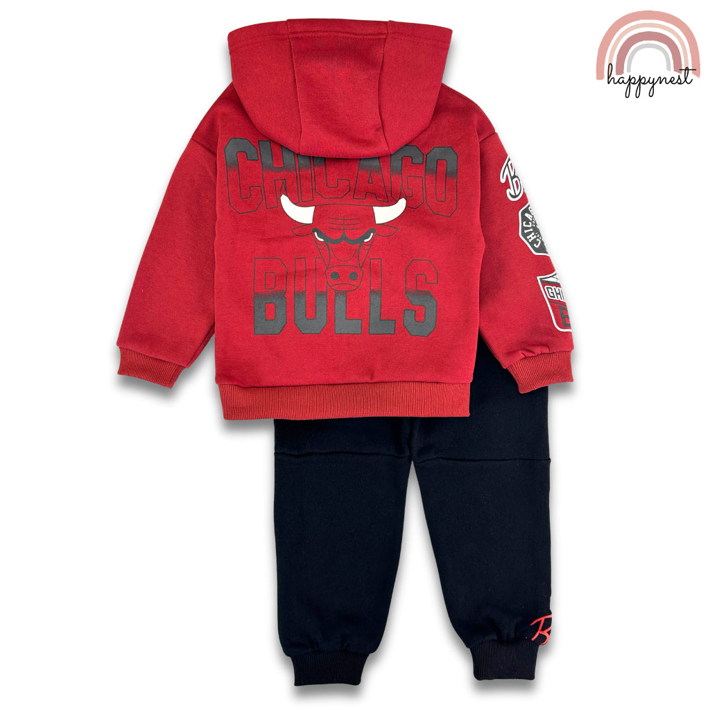 Chicago Bulls Hoodie Terno Set Kids Sweatshirt Jogger Pants Red 2-8Y SS651