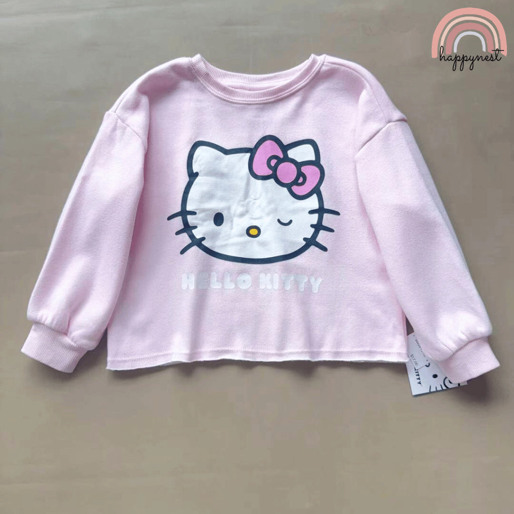 HELLO KITTY Girls Kids 2PC Set Pink White Sweater Striped Pants Fashion School 3-8Y SS615