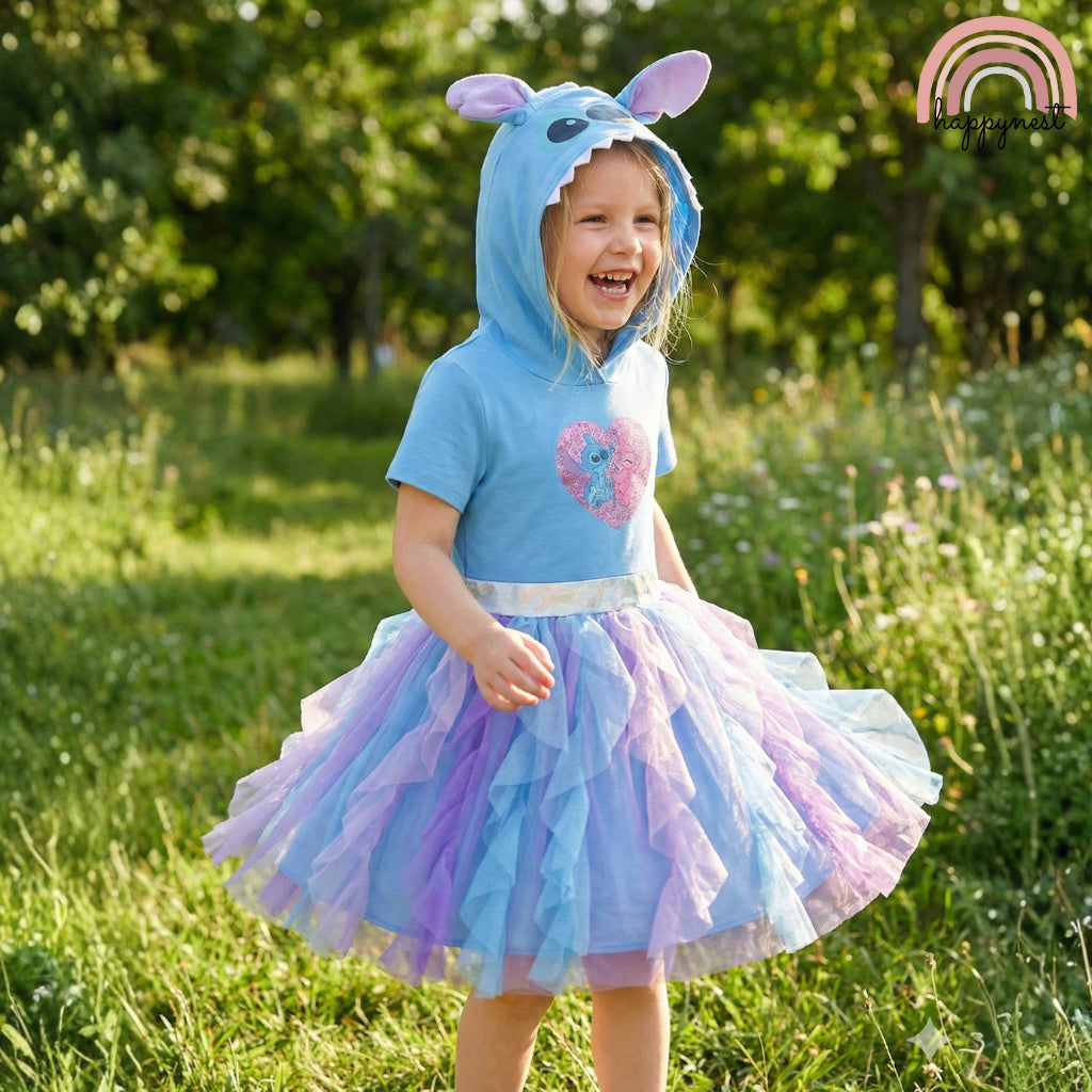 Stitch & Angel Hooded Ruffle Tulle Dress - D3