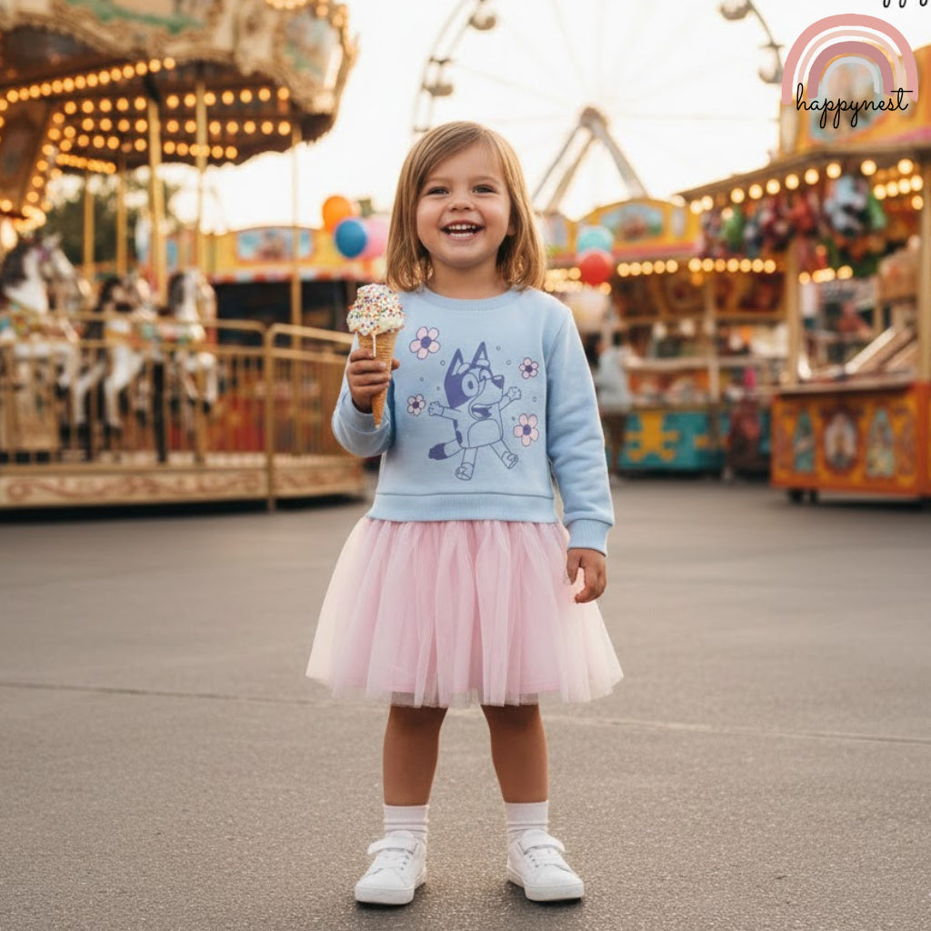 Bluey Kids Long Sleeve Tulle Dress (2-5 Years) - AA465