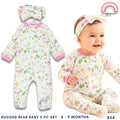 Rugged Bear Baby Girl Sleepsuit & Headband Set. | Farm Print (B54) 6-9 Months