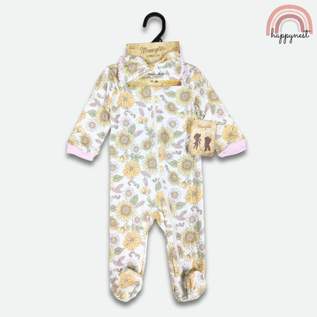 Wrangler Baby 2-Pc Sleepsuit & Headband Set | Sunflower Print (B57) 6-9 Months