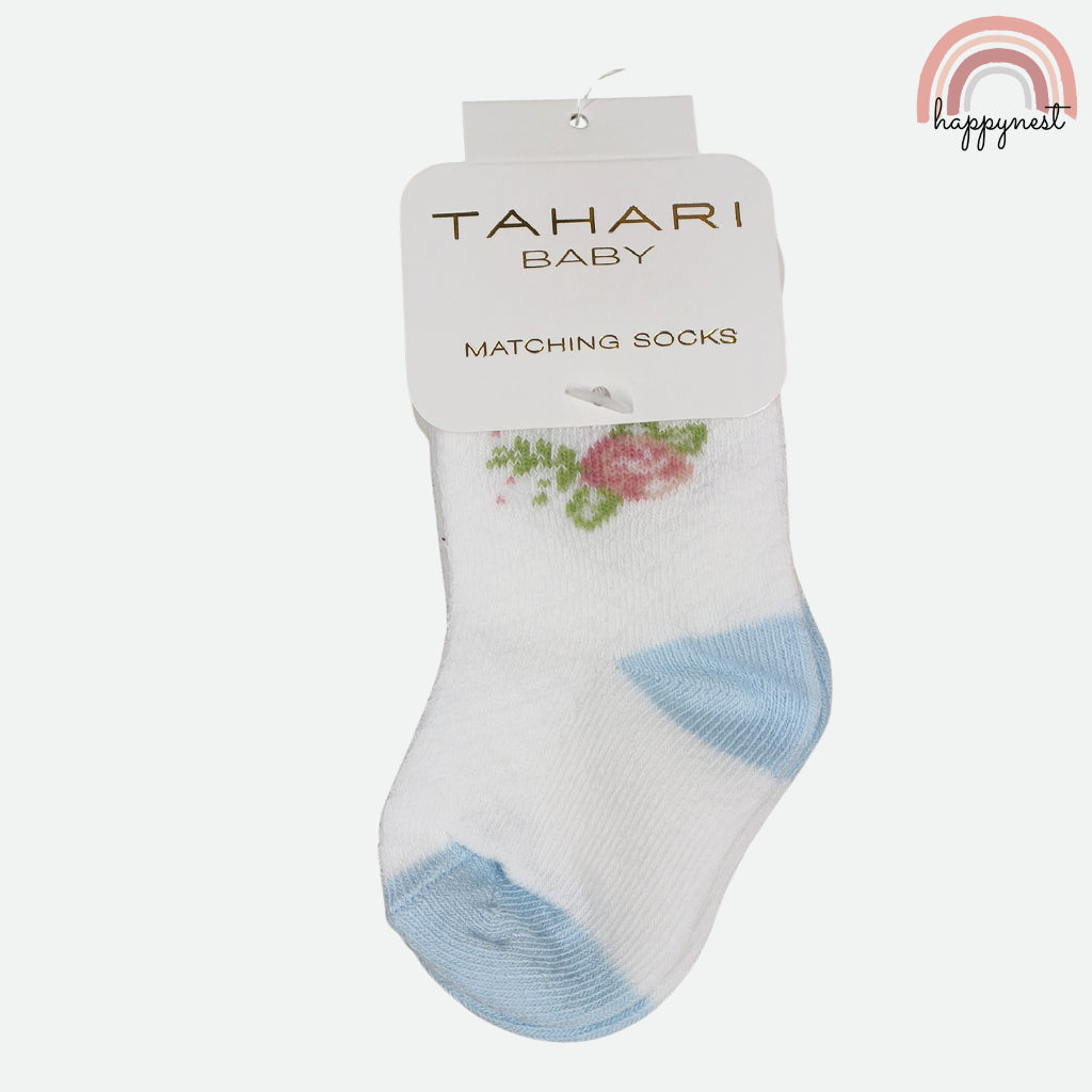 Tahari Baby 4-Pc Gift Set 3-9 Months | Flutter Sleeve Bodysuit & Floral Pants (B63)