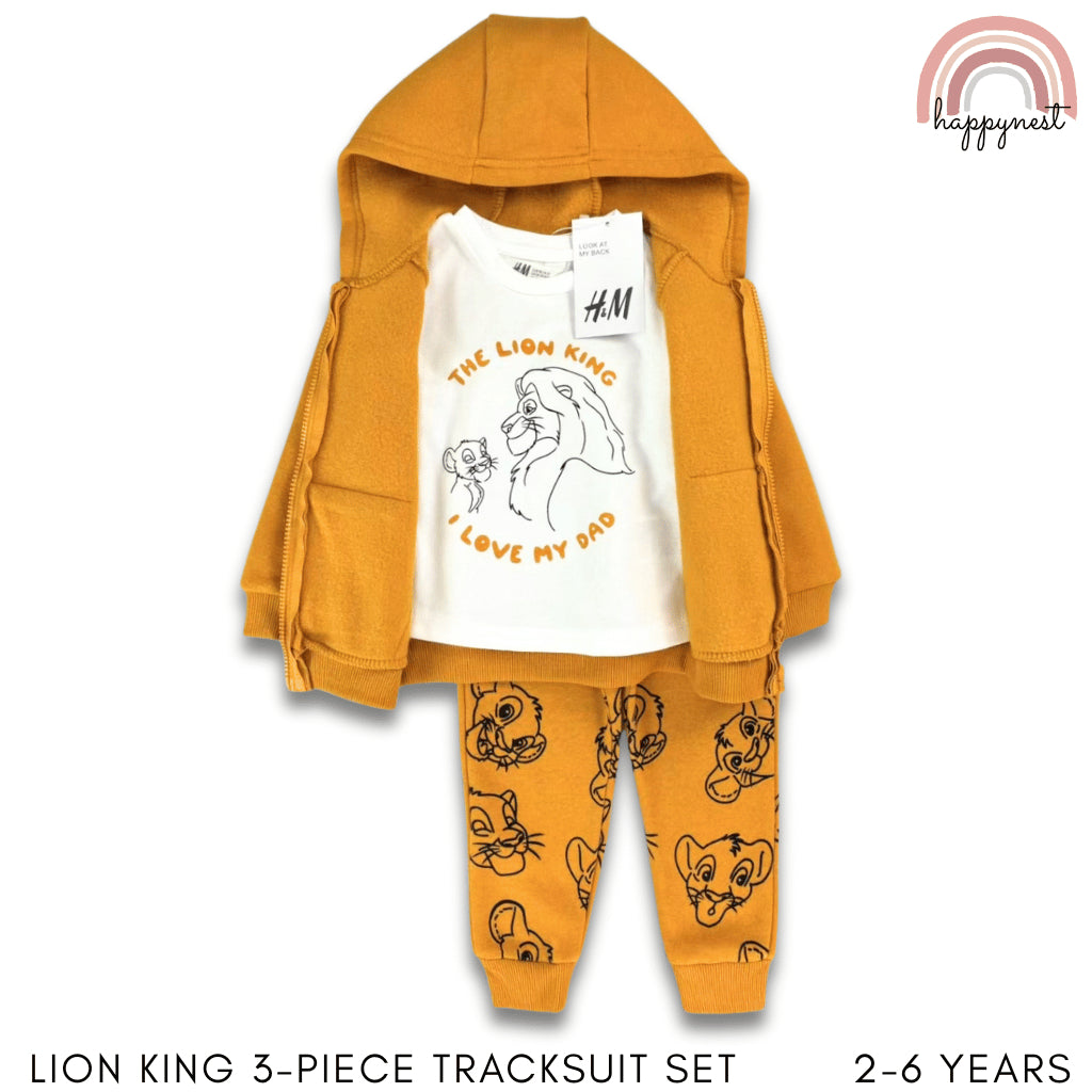 Lion King 3PC Kids Tracksuit – Hoodie, Shirt & Jogger Pants Set | 2–6 Years (SS532)