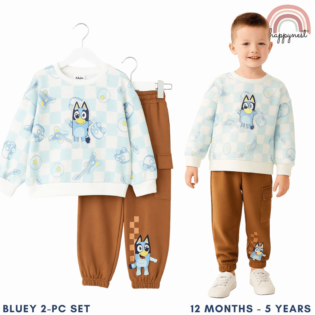 Bluey Checkerboard Sweatshirt & Jogger Set for Boys (12M–5Y) | SS562