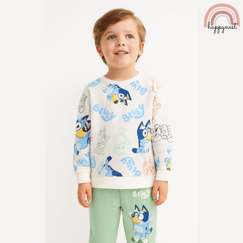 Bluey Mint Green 2-Piece Sweatshirt & Jogger Set for Boys (12M–5Y) | SS563