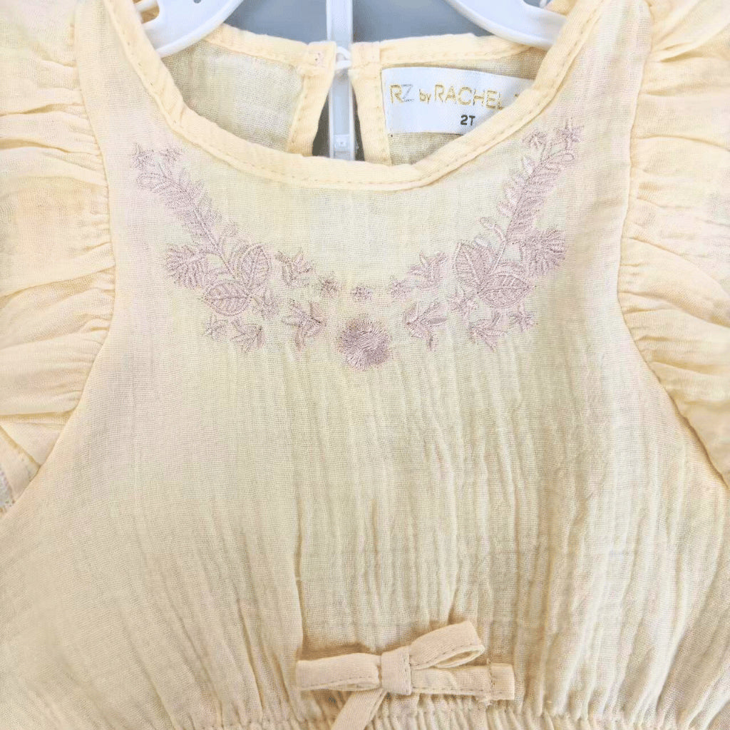 Rachel Zoe 3-Piece Yellow Baby Set with Embroidered Top, Pants & Bag (2–4 Years) | AA365