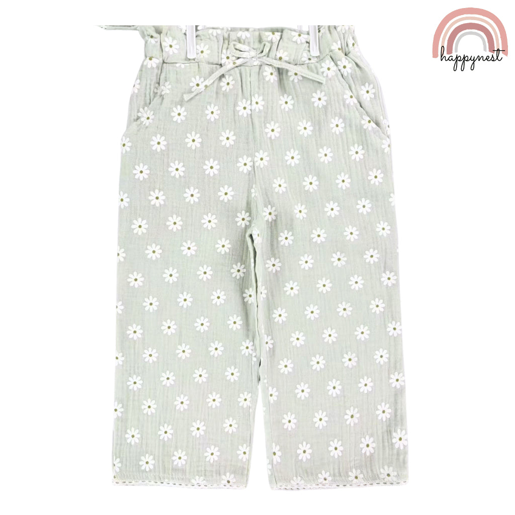 Rachel Zoe 3-Piece Sage Green Daisy Baby Set with Top, Pants & Sunglasses (2–4 Years) | AA368