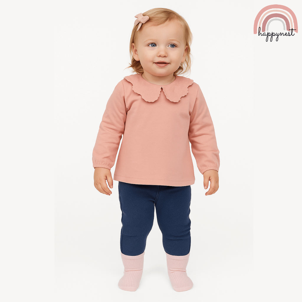 Kiabi Baby Set with Scallop Collar Top, Denim & Socks 3-Piece (3–36 Months) | SS552