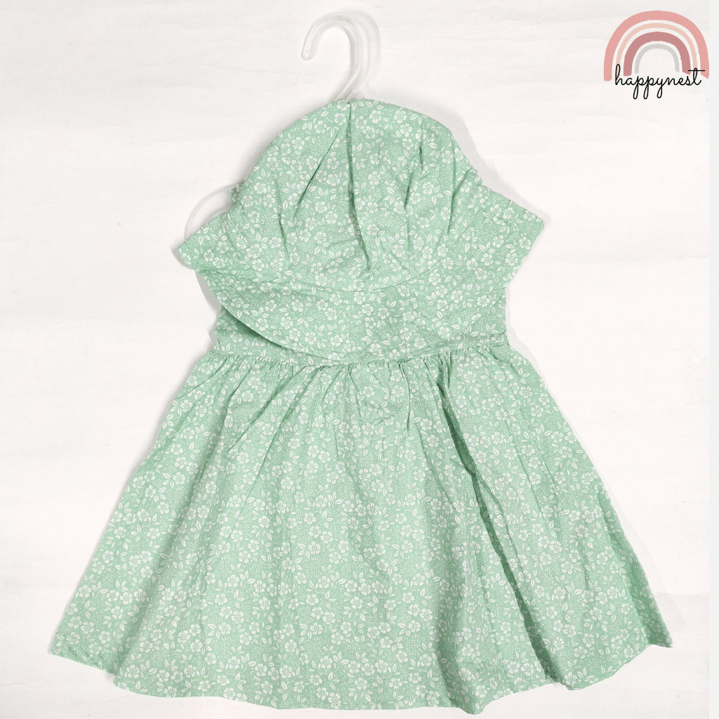 Adorable Mint Green Floral Dress and Hat Set for Baby Infant Girls 3-24 Months AA375