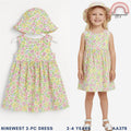 Pastel Floral Sleeveless Dress & Hat Set 2-4Y AA378