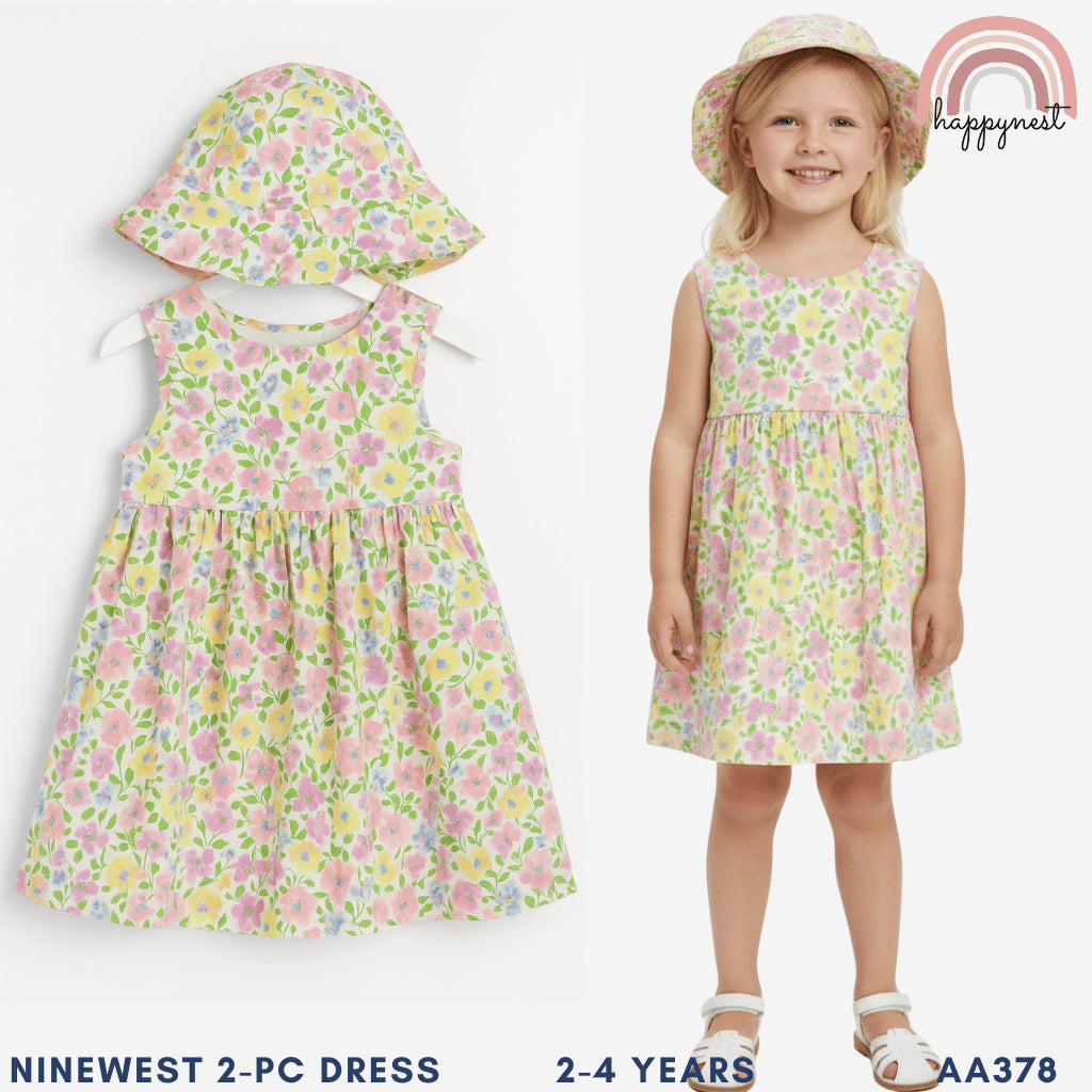 Nine West Floral Ruffle Dress for Girls 2-4 Years Old Summer Outfit AA384