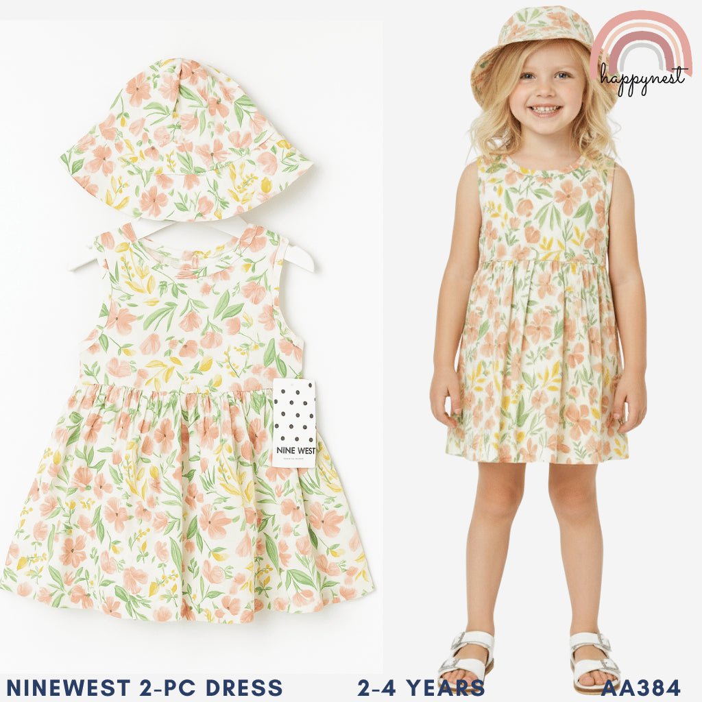 Nine West Floral Ruffle Dress for Girls 2-4 Years Old Summer Outfit AA384