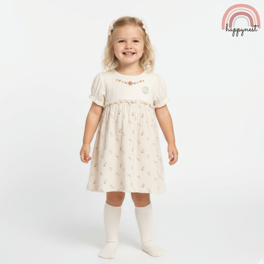 Girls Floral Dress with Socks & Clips Set Rabbit Bear (2-4Y) | AA323