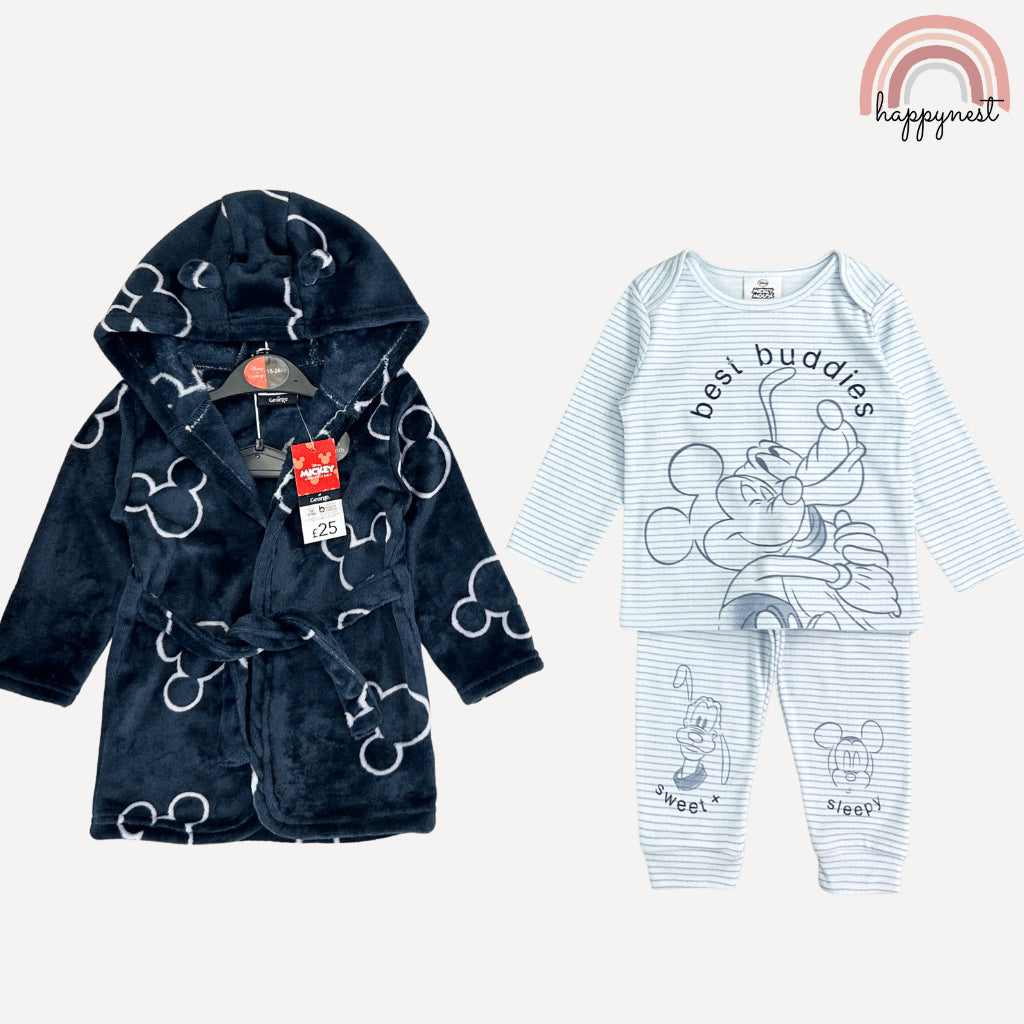 Mickey Fleece Robe Pajama Terno Set (3-36M) | AA439