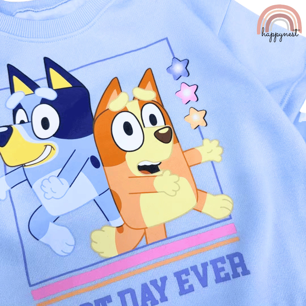 Bluey Terno Shirt & Shorts Set for Kids "Best Day Ever" Outfit 5-7Y AA446