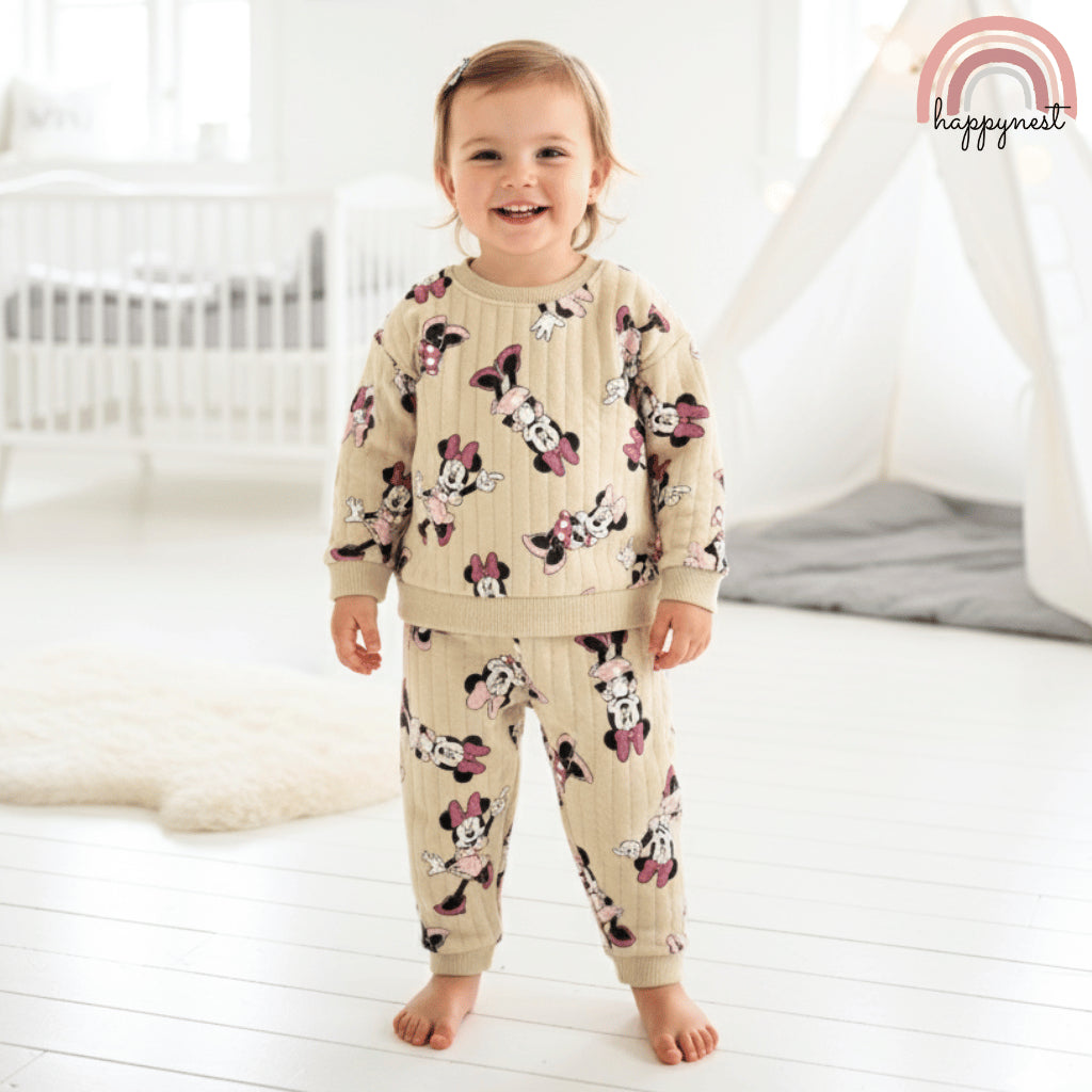 Minnie Disney 4PC Set Baby Toddler Pajama Sleepwear Bodysuit 9M-2Y SS597