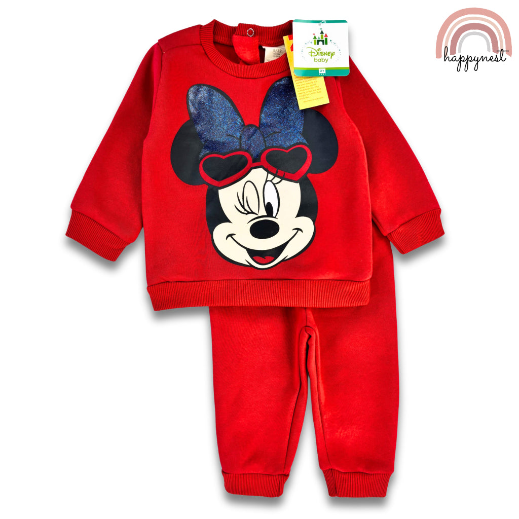 Minnie Baby OOTD Set Red Glitter Bow Sweater Jogger Pants 9-36 Months SS609