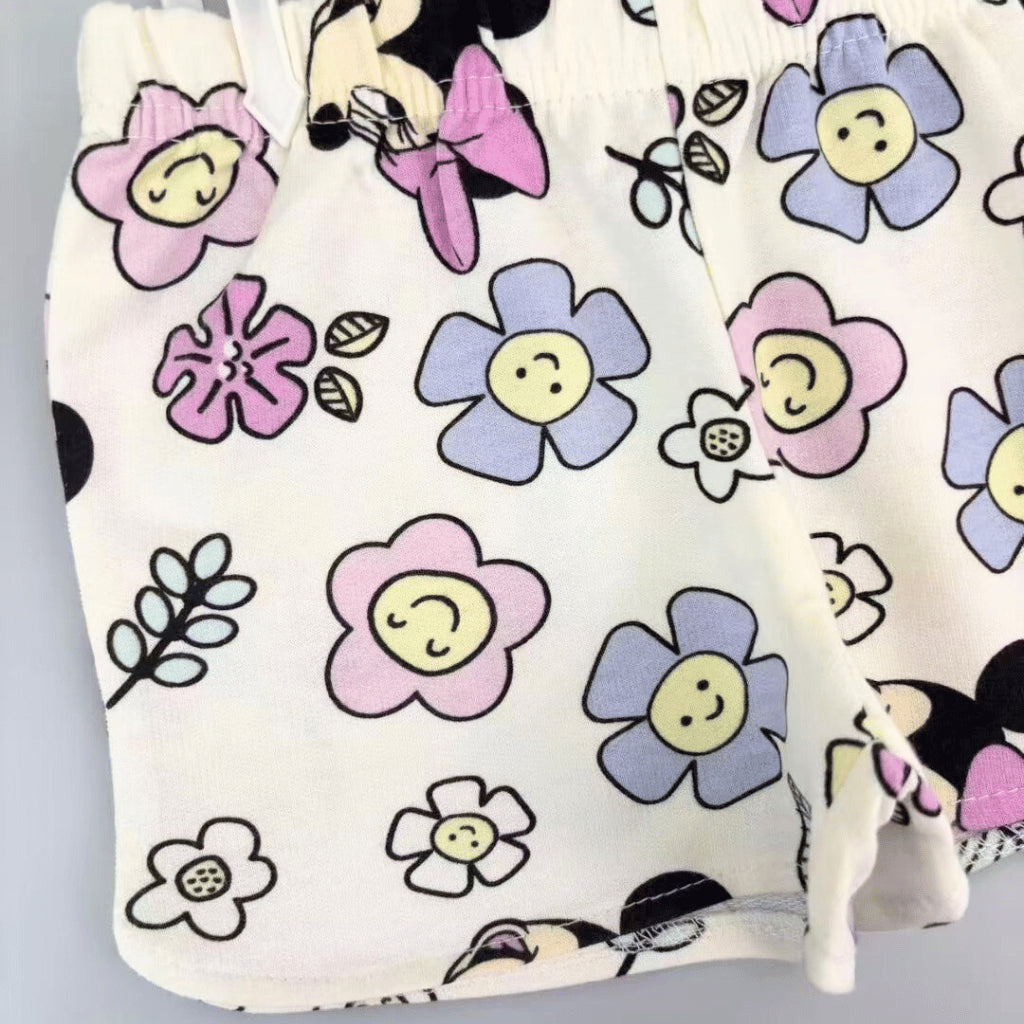 Minnie Mouse 2-Pc Floral Hoodie & Shorts Set | Girls 12-24 Months (AA489)
