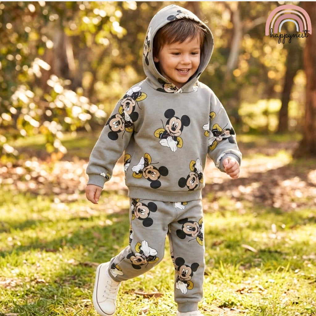 Disney Mickey Mouse Boys 2-Pc Hoodie & Jogger Set | Grey All-Over Print | 2-8 Years (SS678)